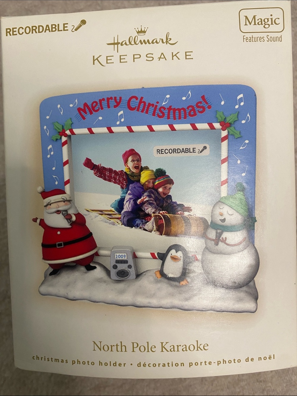 Hallmark Blue 'Merry Christmas' recordable Photo Frame ornament